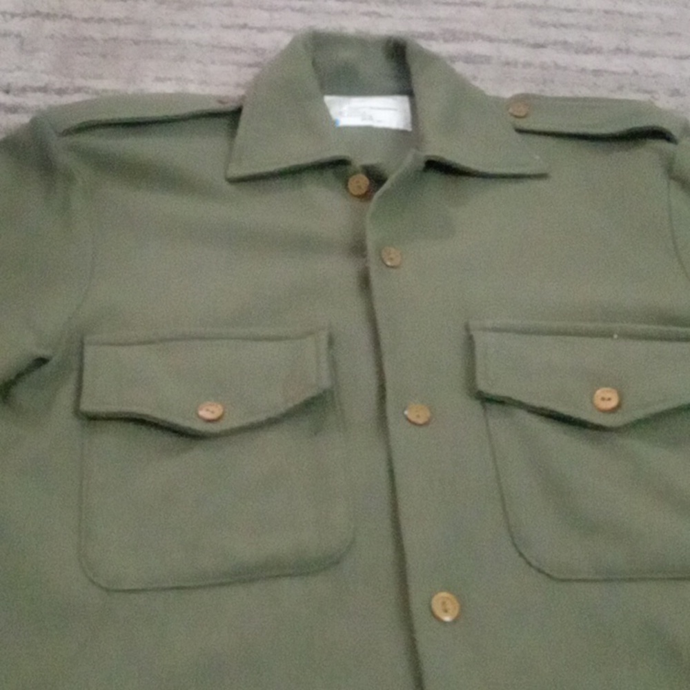 Army Green Wool Button Up - image 4